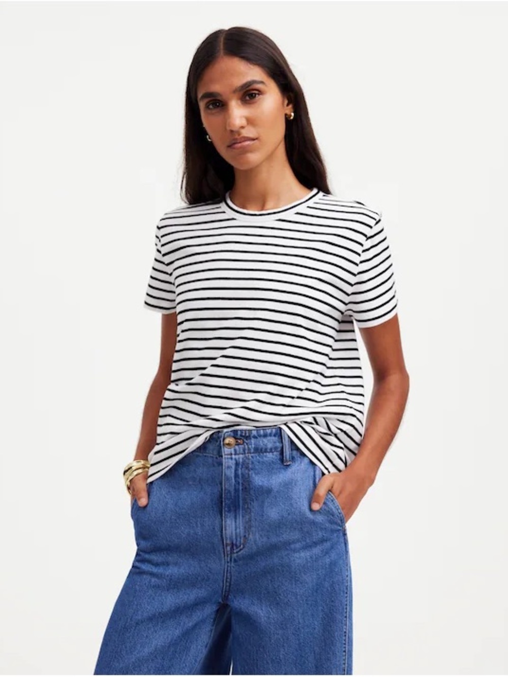 Madewell Striped Short-Sleeve Crewneck Tee - White/Black